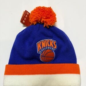 New York Knicks Pom Beanie Hat - Blue & Orange